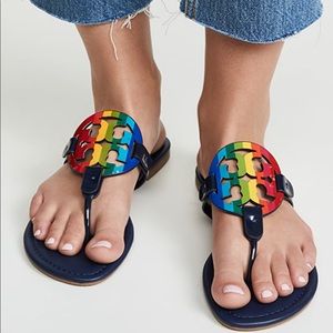 SOLD Bright Rainbow/Navy Tory Burch Miller Sandals